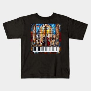 Musical Symbols In A Stained Glass Window Kids T-Shirt